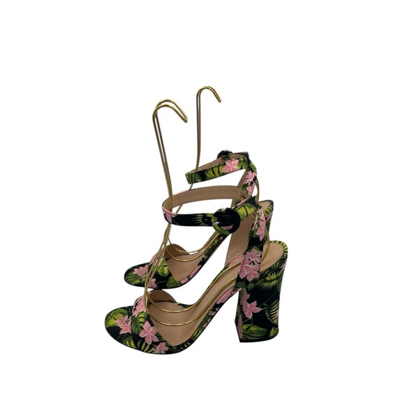 Gianvito Rossi Tandi Floral Satin Ankle Strap Sandals Size 38 US 8 - Picture 3 of 11
